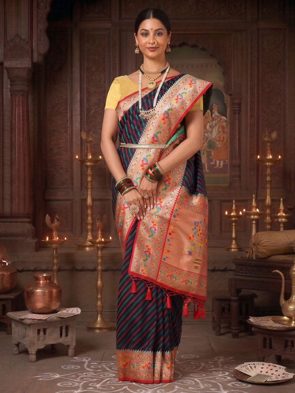 Navy Rani Woven Design Dola Silk Saree