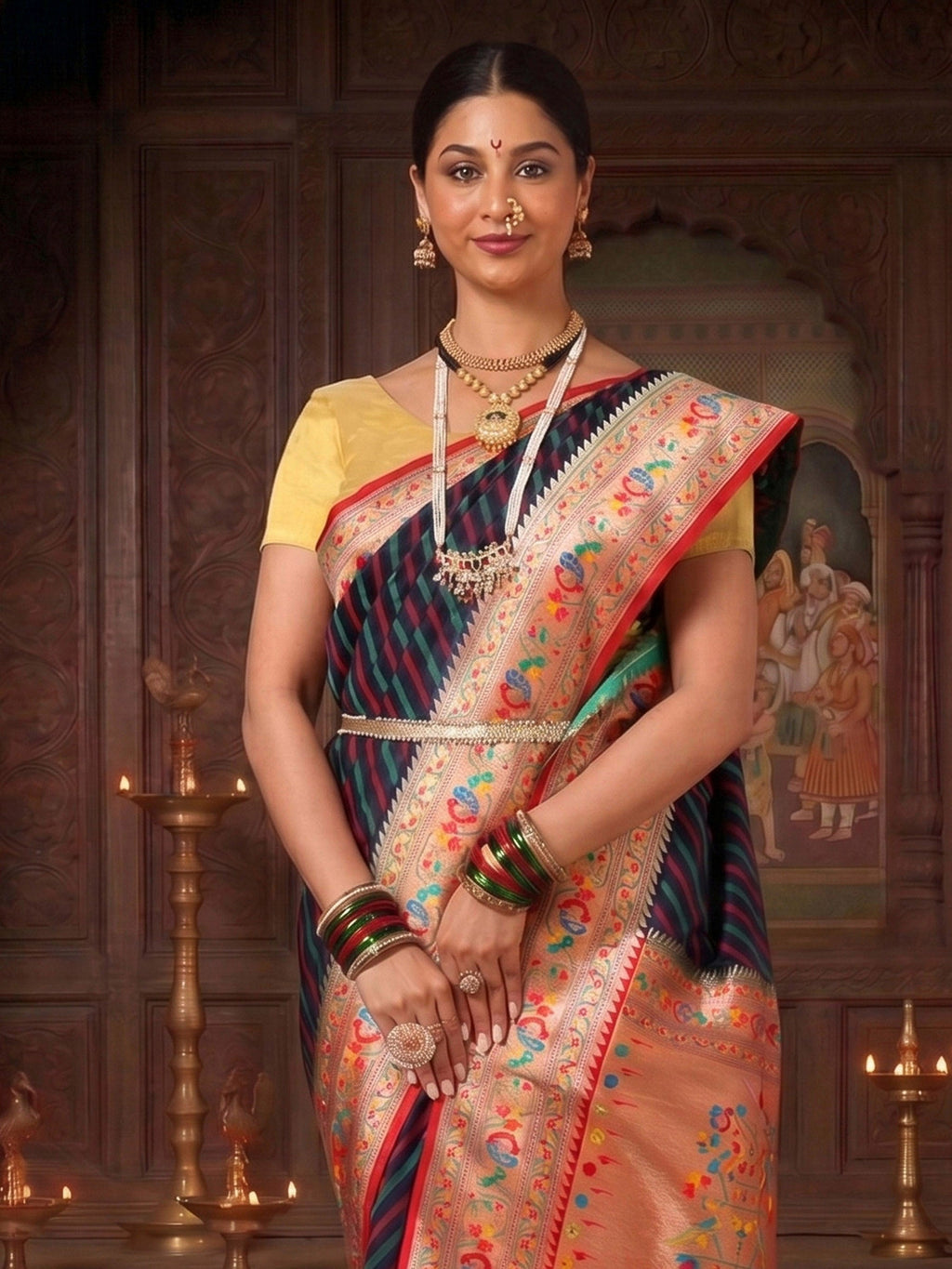 Navy Rani Woven Design Dola Silk Saree