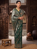 Dark Green Woven Design Dola Silk Saree
