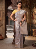 Grey Woven Design Dola Silk Saree