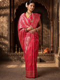 Rani Pink Woven Design Dola Silk Saree
