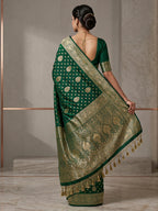 Bottle Green Woven Design Dola Silk Saree