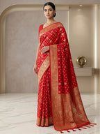 Red Woven Design Dola Silk Saree