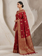 Red Woven Design Dola Silk Saree