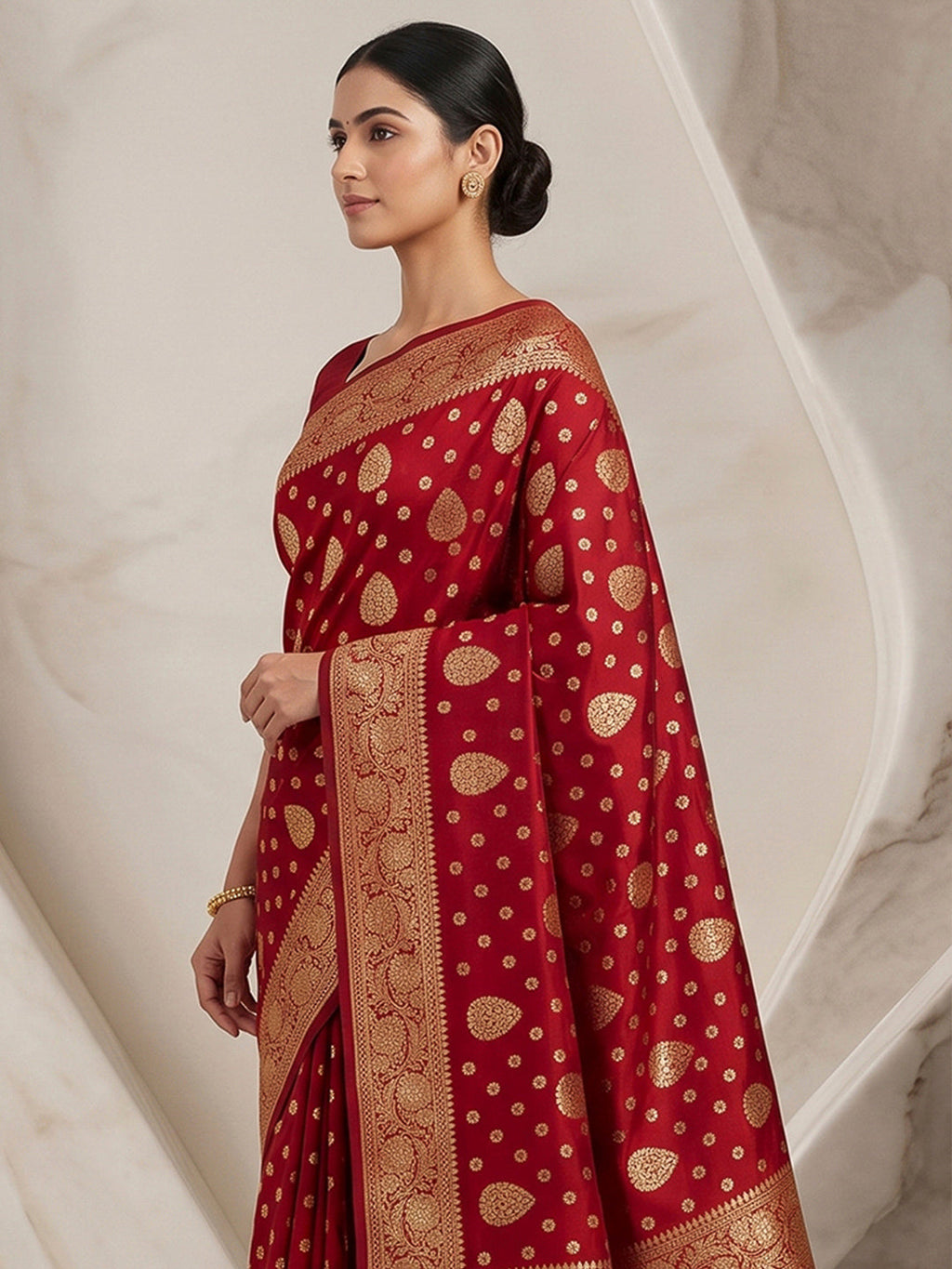 Red Woven Design Dola Silk Saree