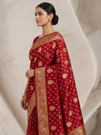 Red Woven Design Dola Silk Saree
