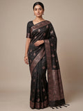 Black Woven Design Dola Silk Saree