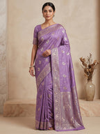 Lavender Woven Design Dola Silk Saree