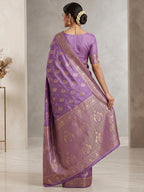 Lavender Woven Design Dola Silk Saree