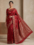 Red Woven Design Dola Silk Saree