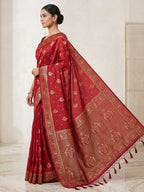 Red Woven Design Dola Silk Saree