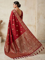 Red Woven Design Dola Silk Saree