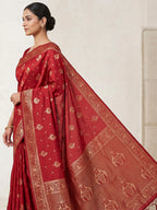 Red Woven Design Dola Silk Saree