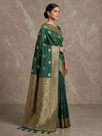Bottle Green Woven Design Dola Silk Saree