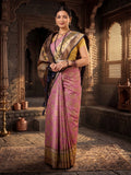 Lavender Navy Woven Design Dola Silk Saree