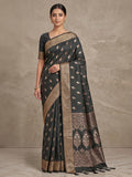 Black Woven Design Dola Silk Saree