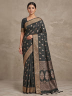 Black Woven Design Dola Silk Saree