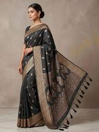 Black Woven Design Dola Silk Saree
