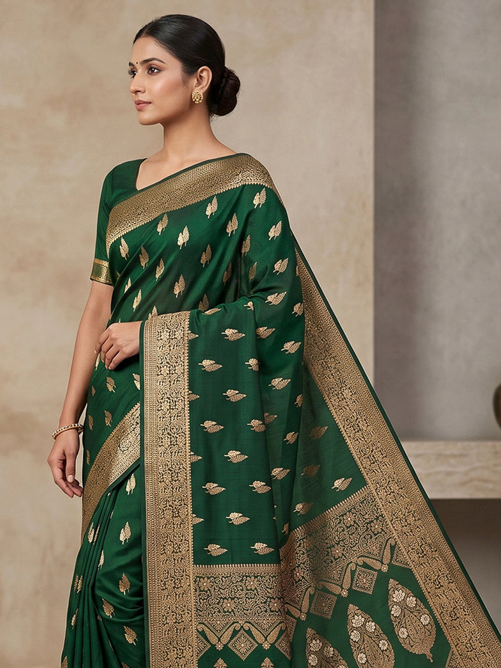 Green Woven Design Dola Silk Saree