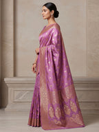 Lavender Woven Design Dola Silk Saree