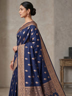 Navy Blue Woven Design Dola Silk Saree