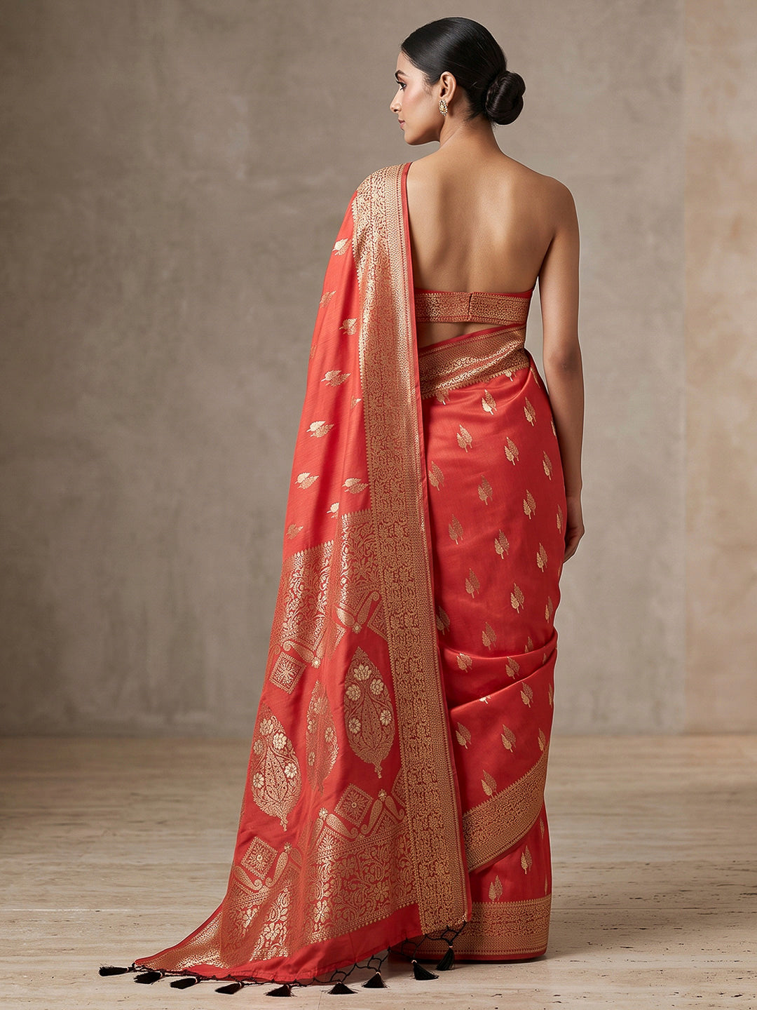 Red Woven Design Dola Silk Saree