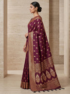 Wine Woven Design Dola Silk Saree
