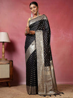 Black Woven Design Dola Silk Saree