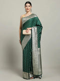 Bottle Green Woven Design Dola Silk Saree