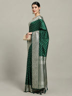 Bottle Green Woven Design Dola Silk Saree