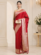 Red Woven Design Dola Silk Saree