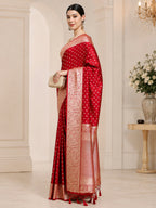 Red Woven Design Dola Silk Saree