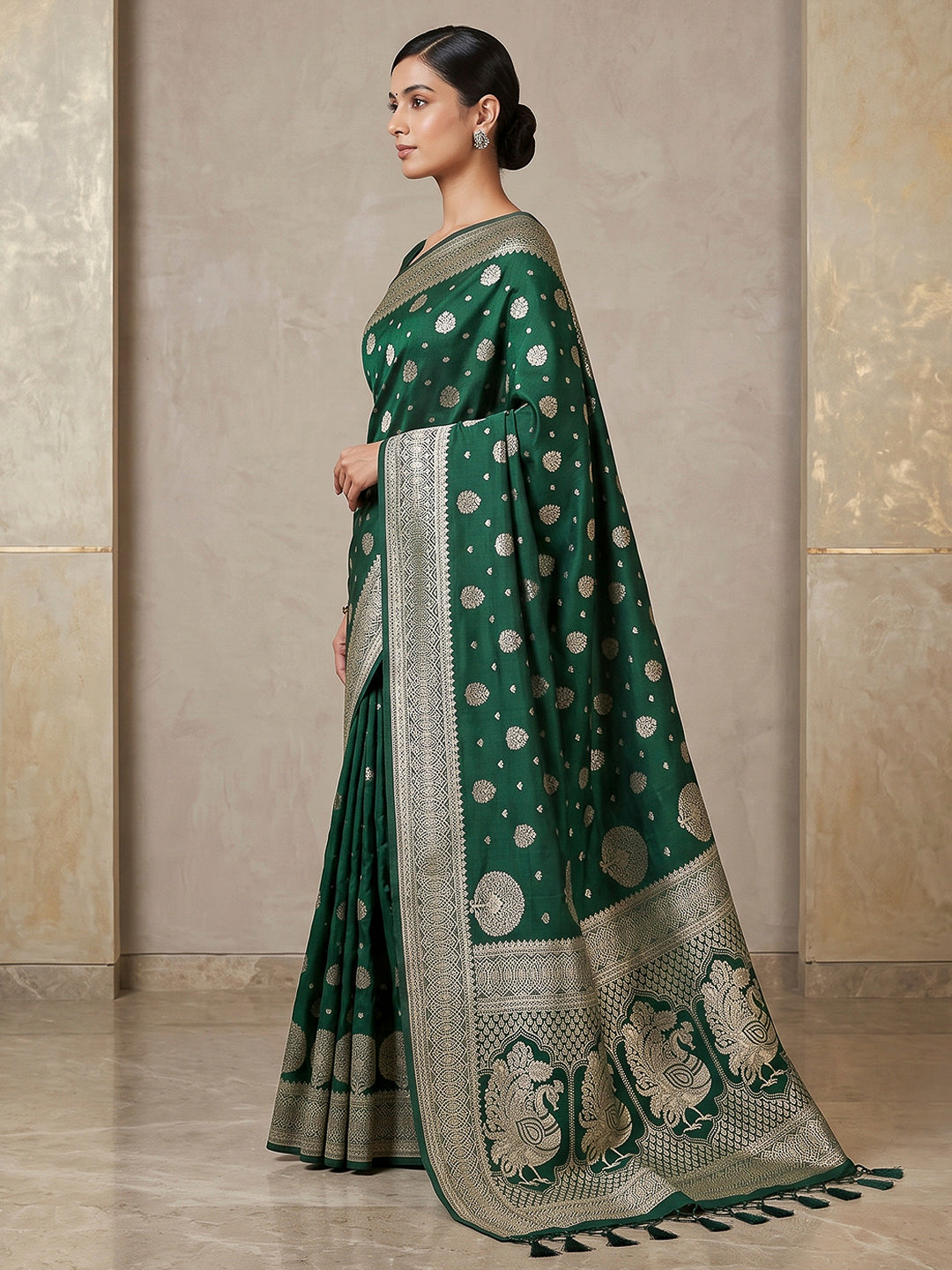 Green Woven Design Dola Silk Saree