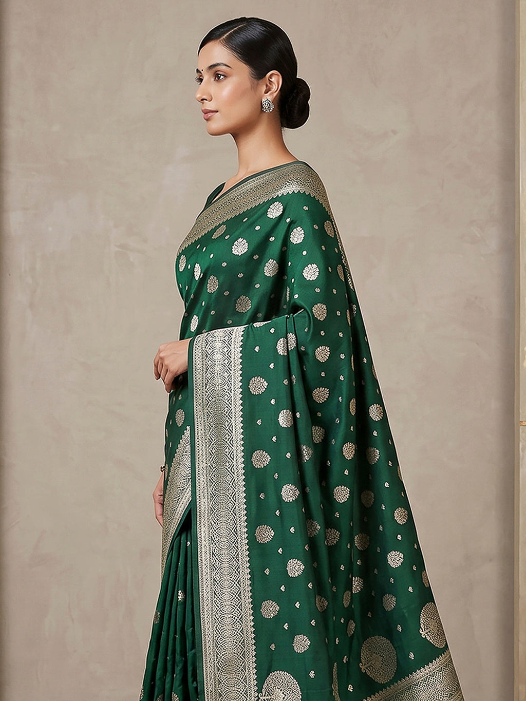 Green Woven Design Dola Silk Saree