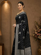 Black Woven Design Dola Silk Saree