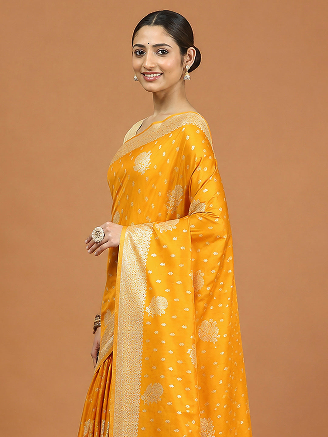 Mustard Woven Design Dola Silk Saree