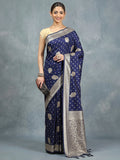 Navy Woven Design Dola Silk Saree