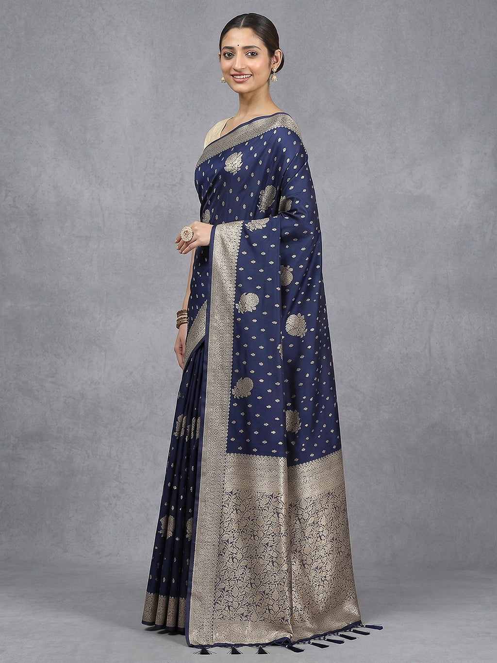 Navy Woven Design Dola Silk Saree