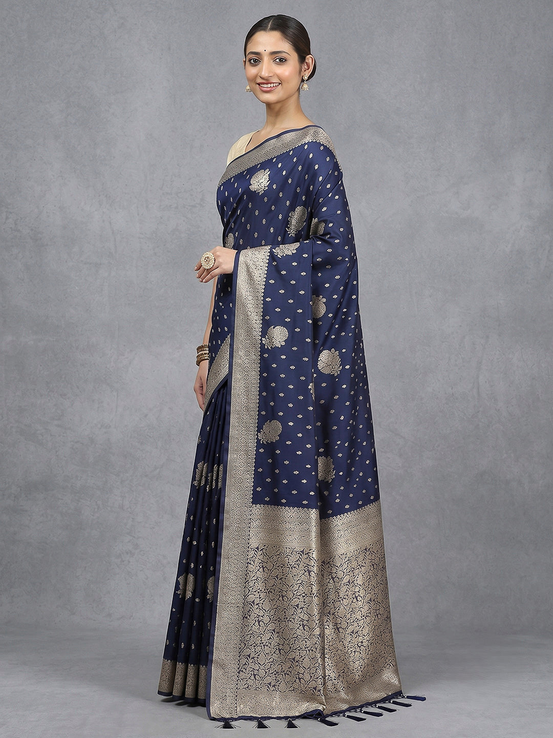 Navy Woven Design Dola Silk Saree