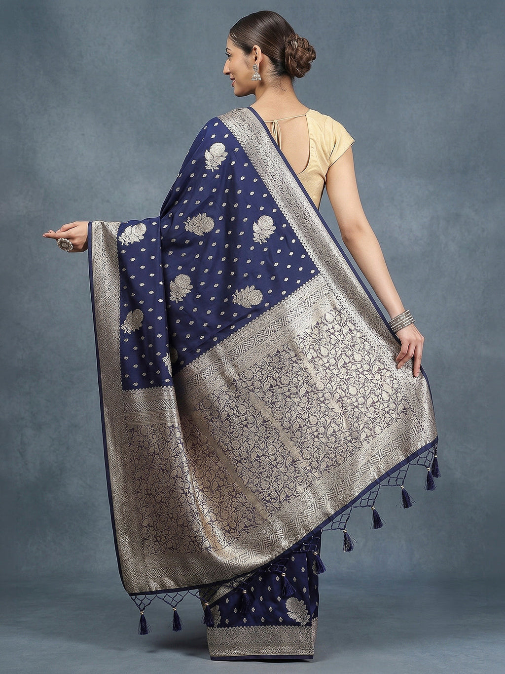 Navy Woven Design Dola Silk Saree