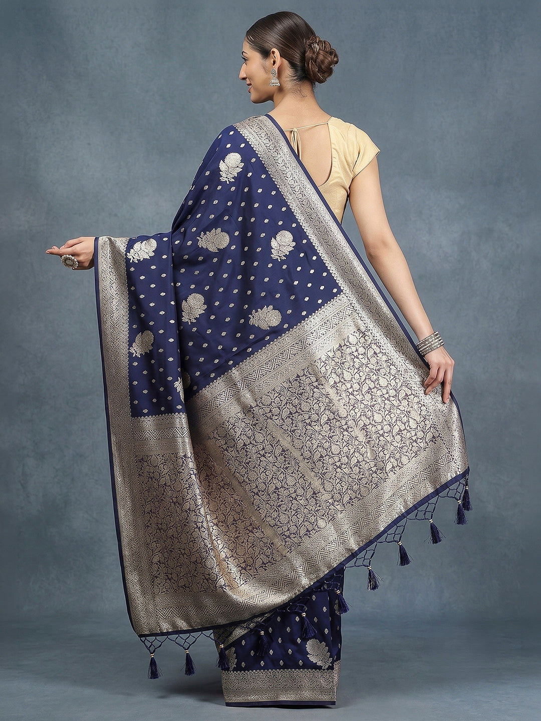Navy Woven Design Dola Silk Saree