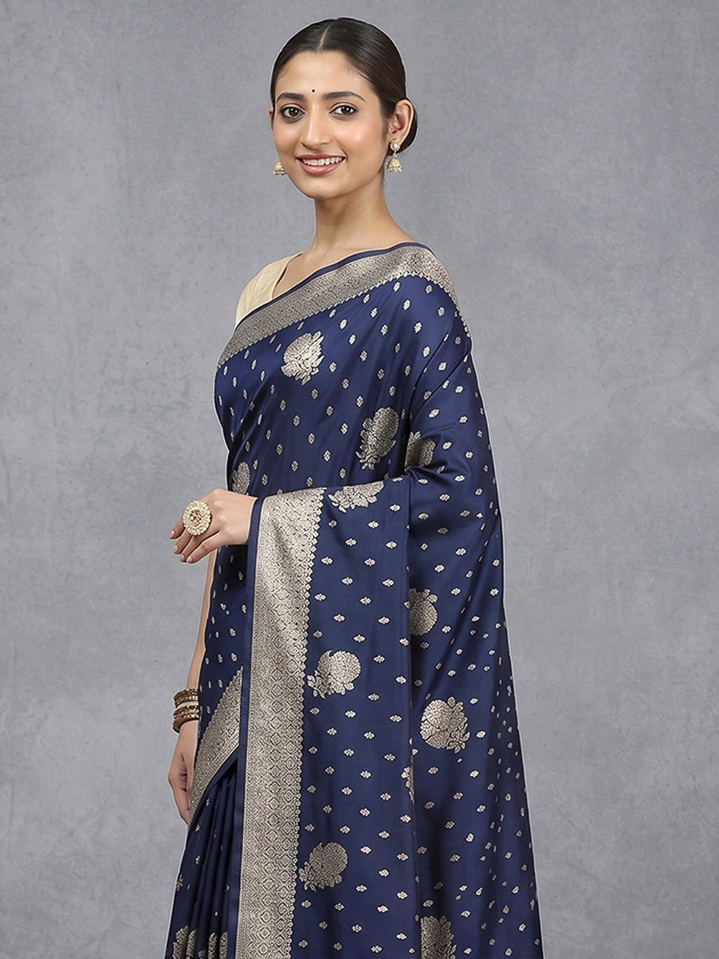 Navy Woven Design Dola Silk Saree