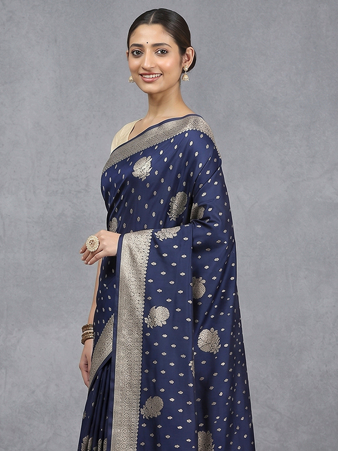 Navy Woven Design Dola Silk Saree