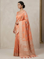 Peach Woven Design Dola Silk Saree