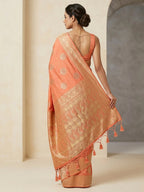 Peach Woven Design Dola Silk Saree