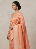 Peach Woven Design Dola Silk Saree
