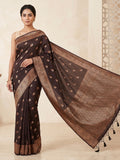 Black Woven Design Dola Silk Saree