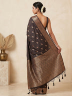 Black Woven Design Dola Silk Saree