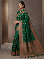 Dull Green Woven Design Dola Silk Saree