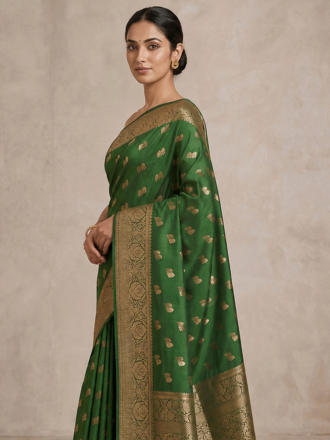 Green Woven Design Dola Silk Saree